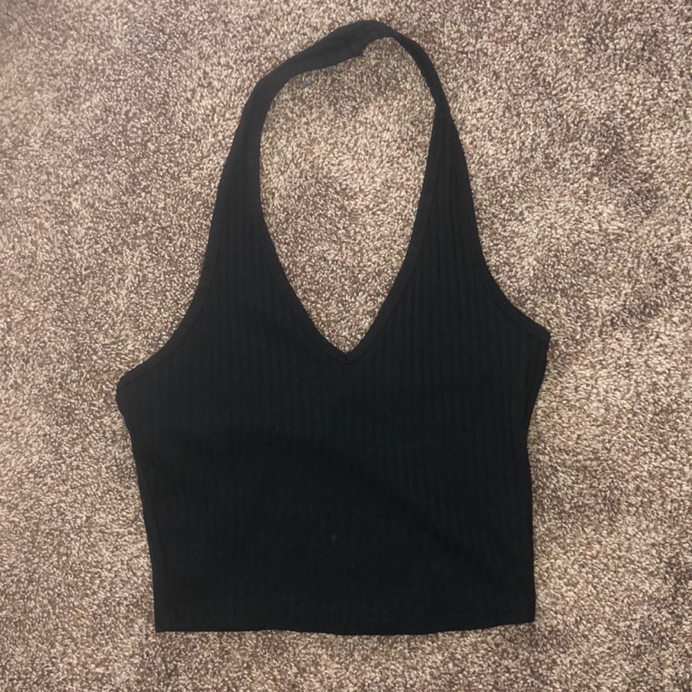 Black halter crop top